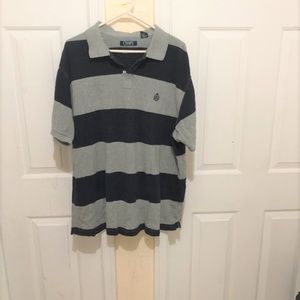 Chaps Men's Grey and Black Polo Shirt Short Sleeve